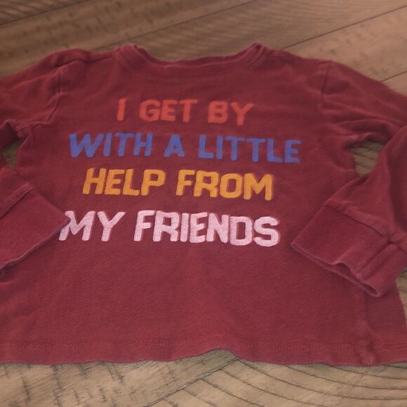 I Get By with a Little Help From My Friends Long Sleeve Cotton TShirt Junk Food - Picture 3 of 17